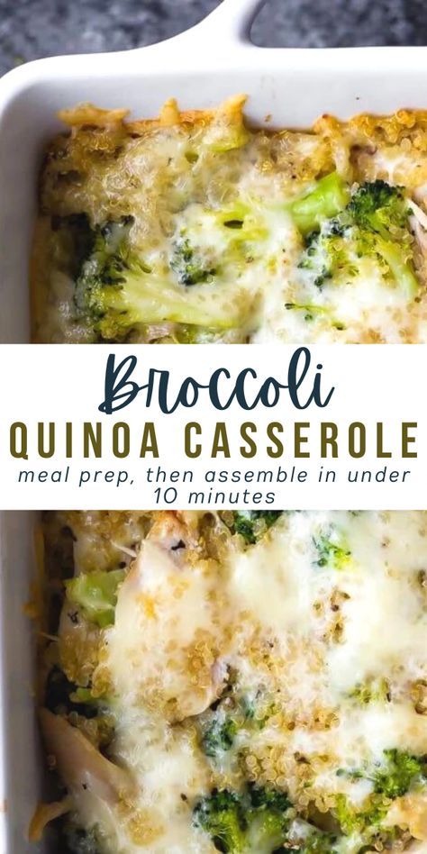 broccoli quiche casserole in a white dish with text overlay