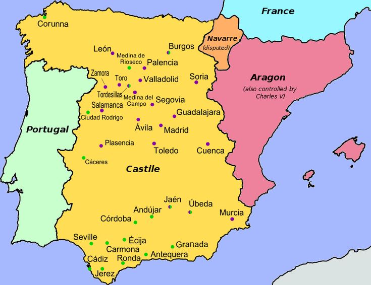 a map of spain with all the major cities