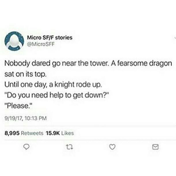 two tweets on twitter with one saying nobody dared the tower a fearsome dragon sat on its top