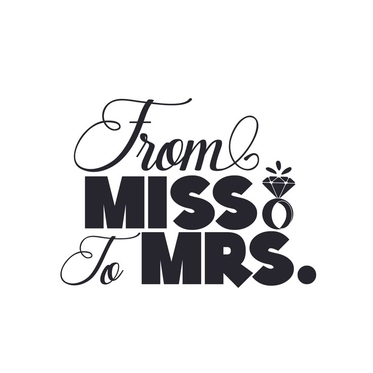 the words from miss to mrs written in cursive font on a white background