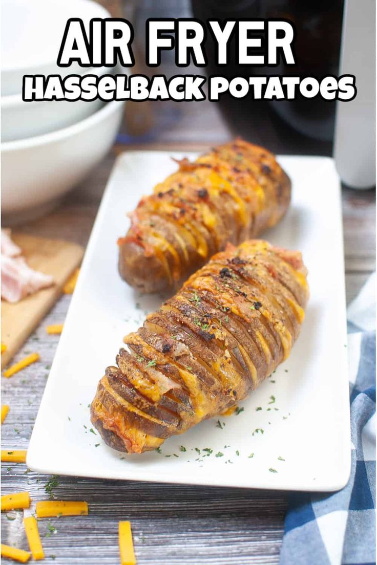 air fryer hasselback potatoes on a white plate