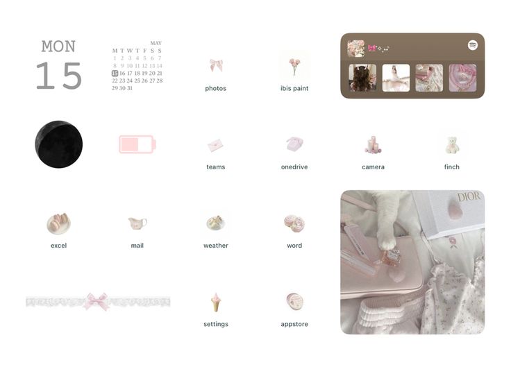 an image of a wall calendar with pink and white items on it's side