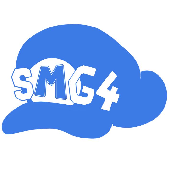 the smg4 logo is shown on top of a blue cloud with white letters