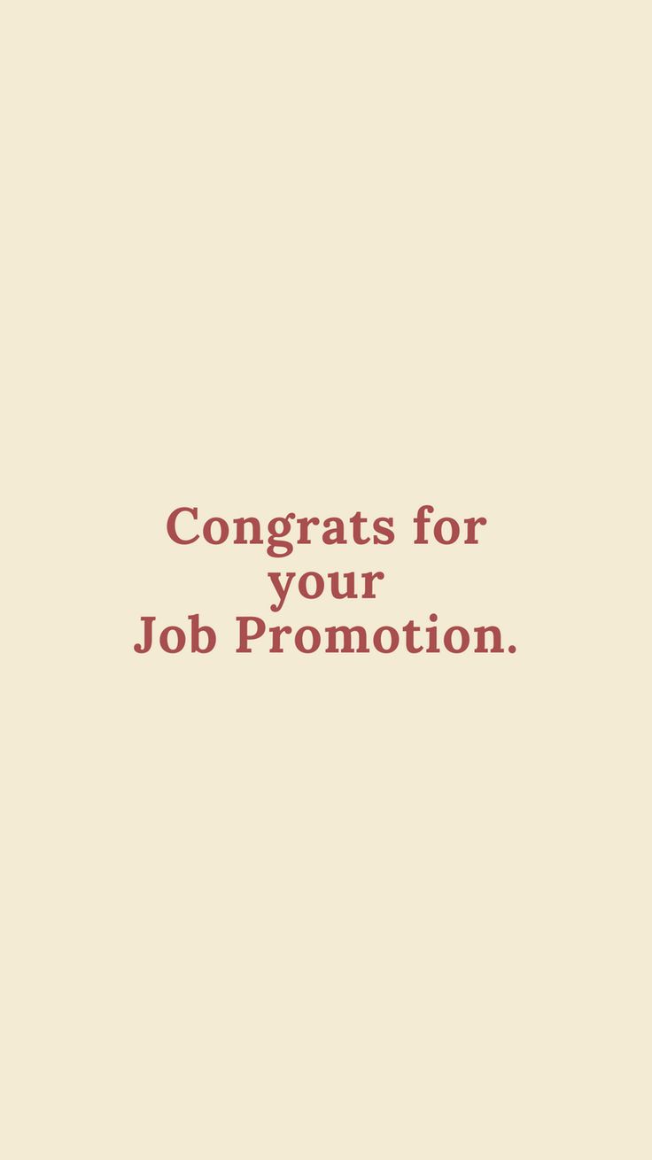 the words congrats for your job promotion are in red on a beige background