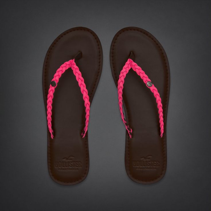 Bettys So Cal Pink Leather Flip Flops | #InHollister Shorts & Swim | HollisterCo.com Hollister Clothes, Cute Flip Flops, So Cal, Leather Flip Flops, Flip Flop Slippers, Flip Flop Shoes, Cute Sandals, Shoe Obsession, Shoes Shoes