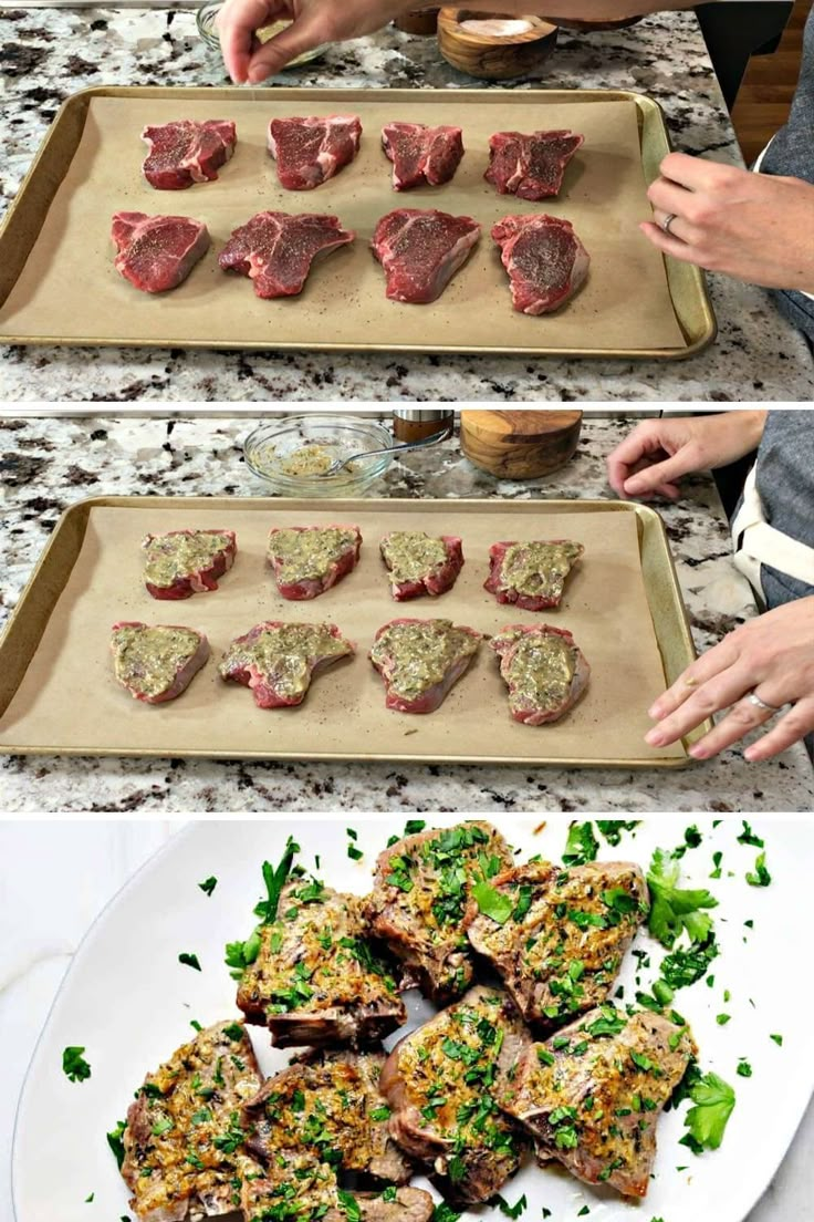 the process of making meatballs is shown in three different stages, including being prepared and cooked