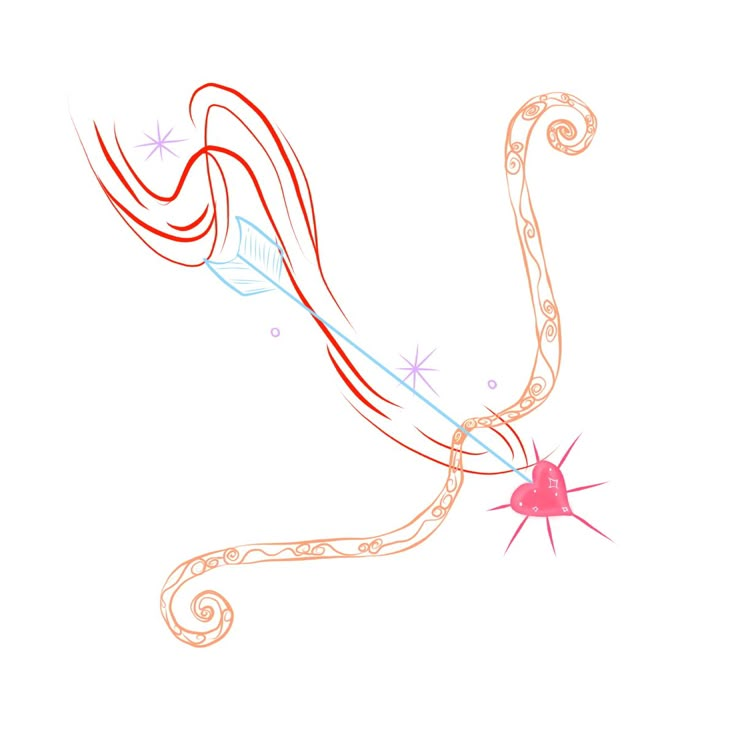 a drawing of a snake with an arrow on it's tail and stars in the background