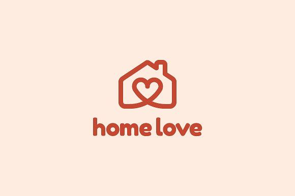 the logo for home love with a house and a heart on it's side