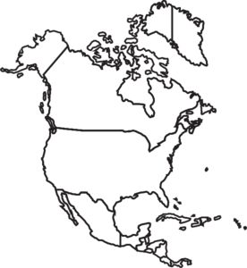 an outline map of the united states and canada, as shown in this coloring page