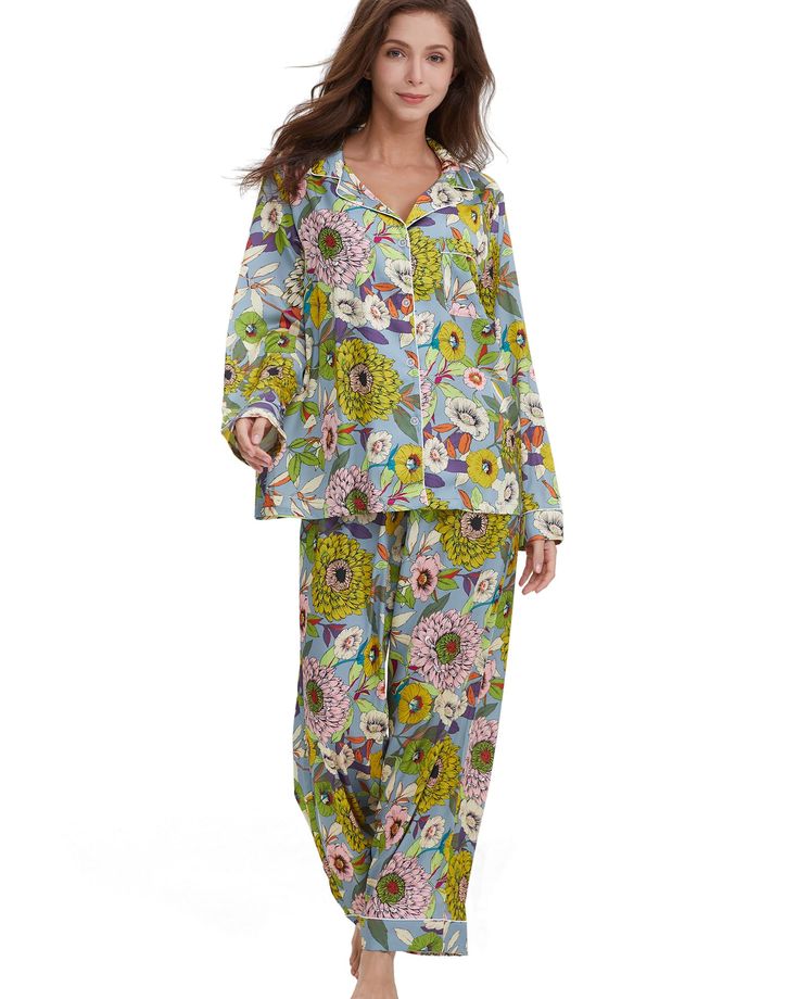 PRICES MAY VARY. Materials: Our pajamas is made of silky, lightweight satin fabric. Silky pajamas is not easy to drape, the fabric is soft and breathable Design feature: Women’s pajamas has a loose fit and elastic waistband, sleepwear has multitudinous pattern design and different tones of color Full range of size: Pajamas has five sizes which fit most people; Small=(US 4-6) Medium=(US 8-10) Large=(US 12-14) X-Large=(US 16-18) XX-Large=(US 20-22) Easy care: Machine wash for cold water and tumble Women’s Winter Pajamas, Women’s Pajamas, Vintage Pajamas Women, Flowy Pajamas, Honeymoon Pajamas, Pajama Party Outfit Ideas, Satin Pajamas Set, Floral Pajama Set, Vintage Pajamas