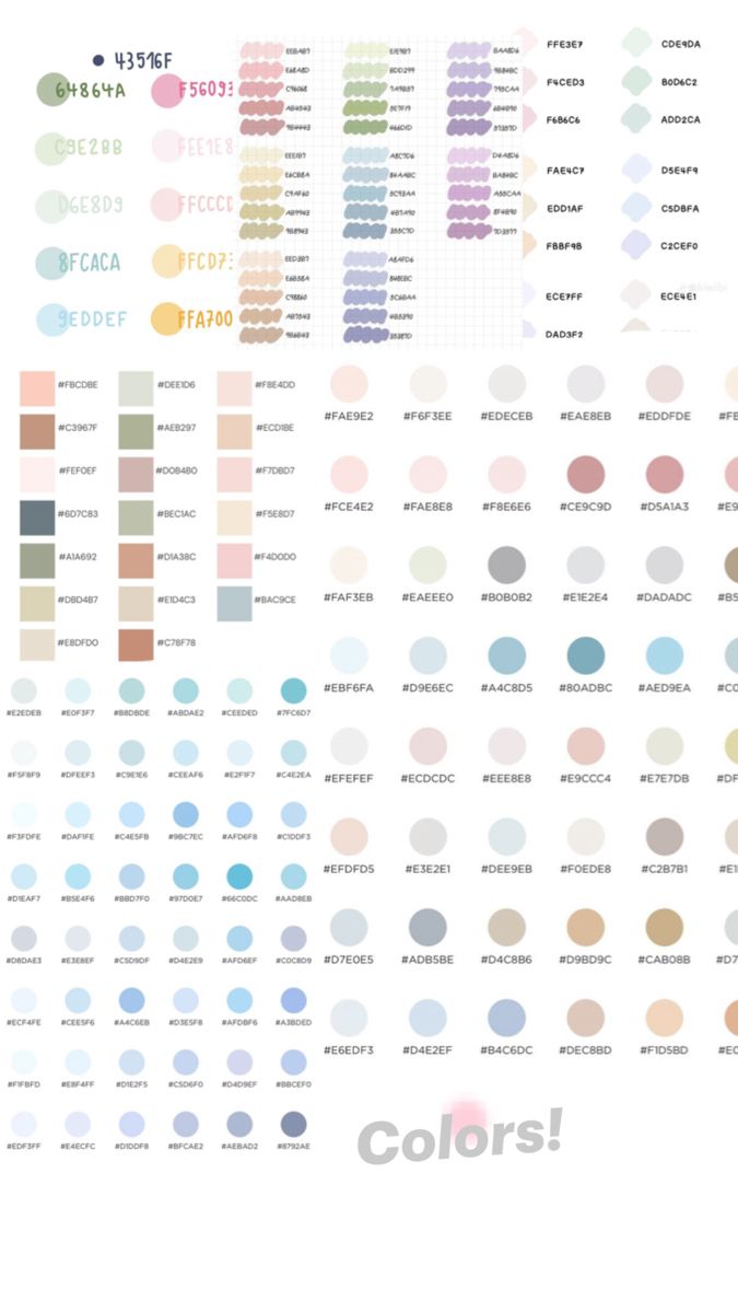 the color chart for different colors and shapes in an art print, with text below it