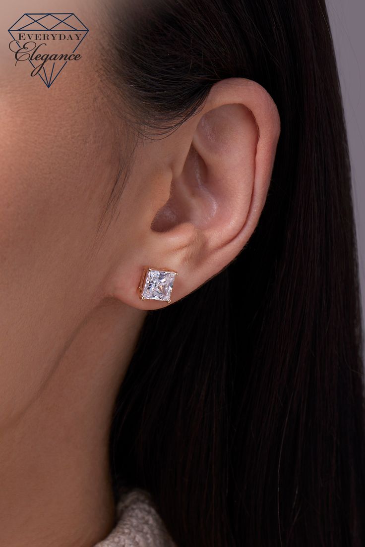 Make her shine like a Princess with these 14K white gold stud earrings featuring sparkling princess-cut zirconia. Shop now on Amazon. Stud Earrings Women, Heart Cushion, Princess Cut Gold, White Gold Earrings Studs, Solitaire Studs, Yellow Earrings, Cubic Zirconia Earrings, Zirconia Earrings, Earrings Women