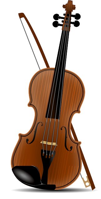 an old violin and bow on a white background