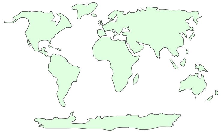 an outline map of the world on a white background