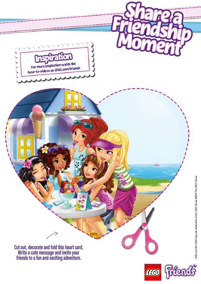 an advertisement for lego friends in the shape of a heart