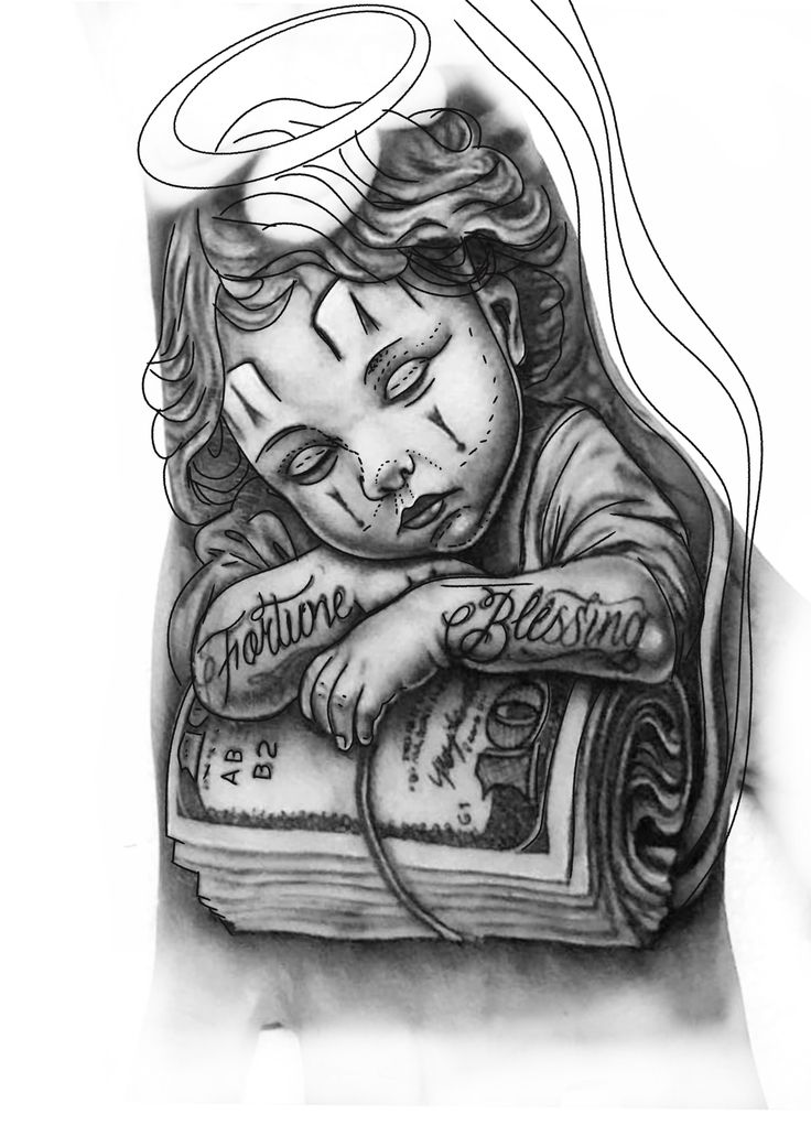 a black and white drawing of a girl with her head resting on a book