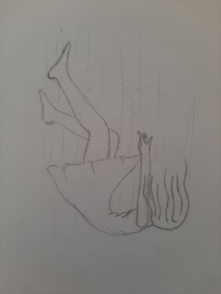 a drawing of a woman laying down in the rain