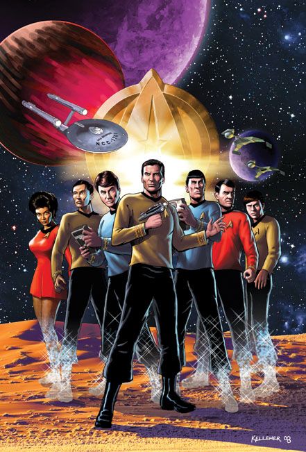 the cover to star trek the man - o - mate edition, with an image of people standing in front of them