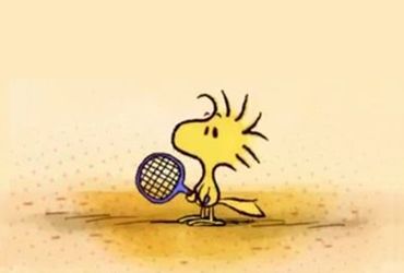 a cartoon character holding a tennis racket