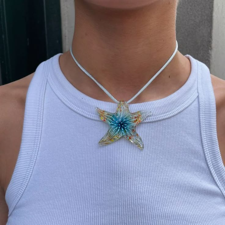 Mermaid Aesthetic, Starfish Pendant, Dope Jewelry, Funky Jewelry, Glass Pendant Necklace, Dream Jewelry, Jewelry Inspo, Pretty Jewellery, Cute Jewelry