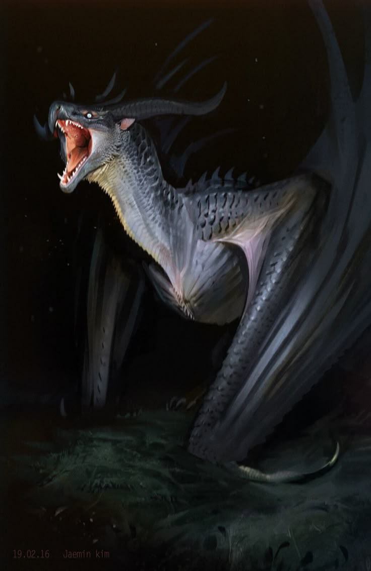 an illustration of a dragon with its mouth open