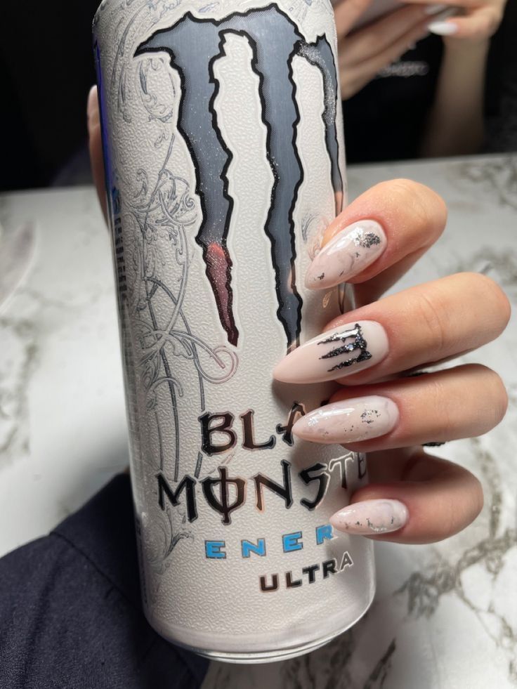 Monster Energy Nails, Nails For My Birthday, Black Monster Energy, Monster High Nails, High Nails, Monster Drink, Monster Room, Monster Energy Drinks, Monster Nails