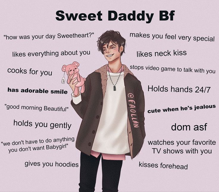 a man standing in front of a sign with words on it that say, sweet daddy b