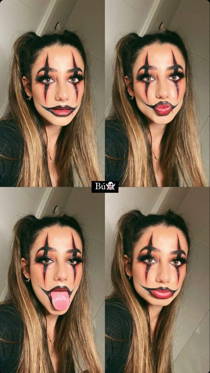 Creepy Clown Makeup, Cute Clown Makeup, Halloween Makeup Clown, Halloweenský Makeup, Holloween Makeup, Scary Clown Makeup, Creepy Halloween Makeup, Cute Halloween Makeup, Carnival Makeup