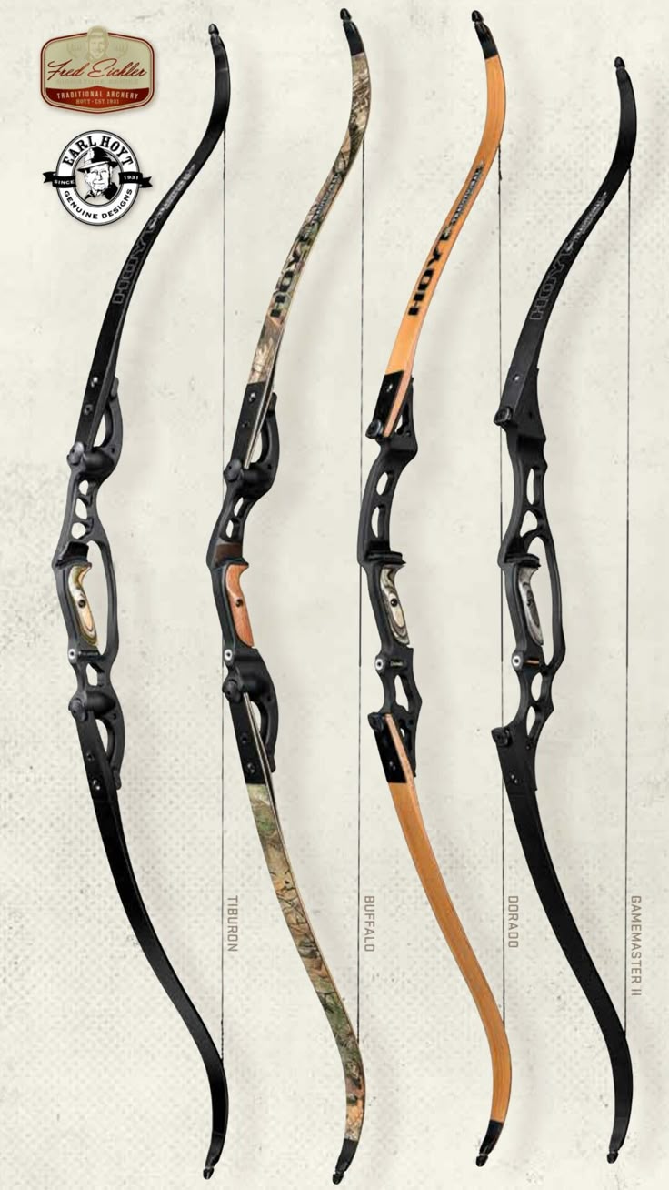 four different types of bows are shown in this advertisement for the new bowhunt