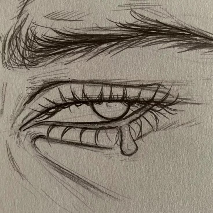 a drawing of an eye with long lashes