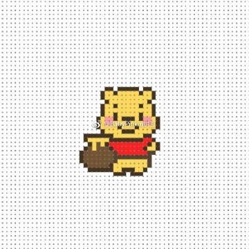 a cross stitch pattern with an image of a teddy bear holding a baseball mitt