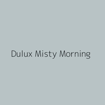 the words dulux misty morning on a gray background