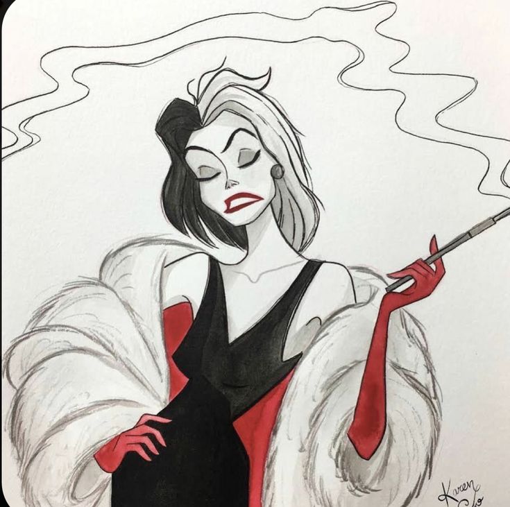 Cruella Deville, Disney Characters Videos, Pinturas Disney, Art Drawings Sketches Creative, Ink Sketch, Art Instagram, Disney Fan Art, Cool Art Drawings, Disney Drawings