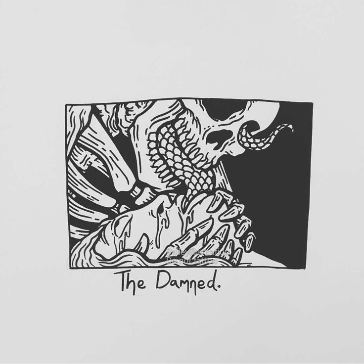 a black and white drawing of a demon with the words'the dampet '