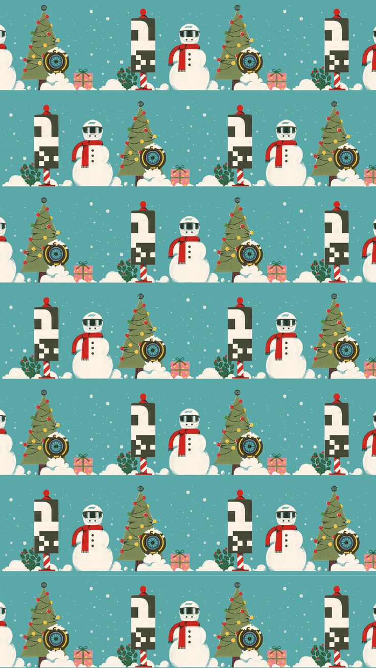 snowmen and christmas trees on a blue background