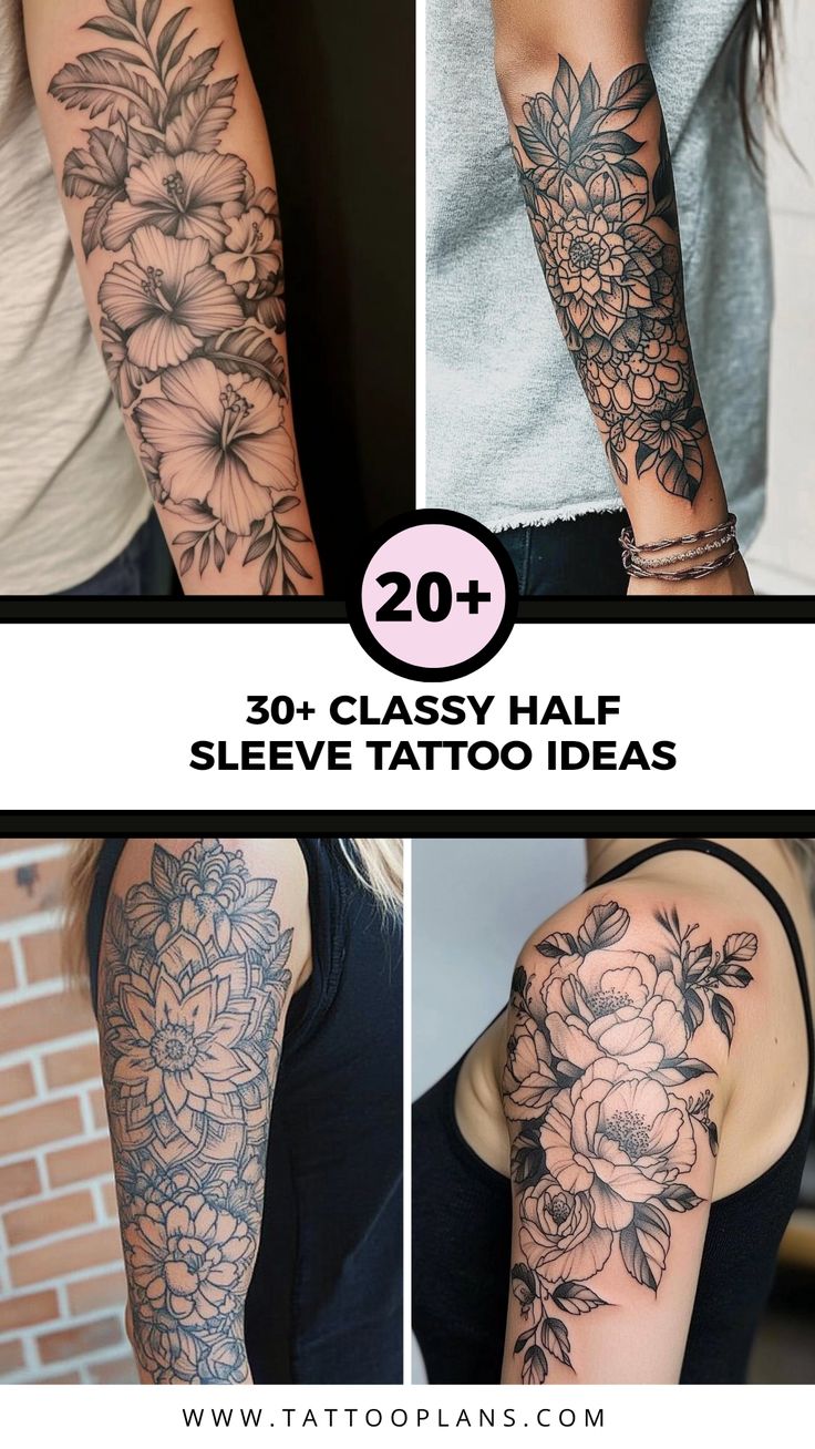 three photos showing different types of tattoos on the arms and arm, with text overlaying