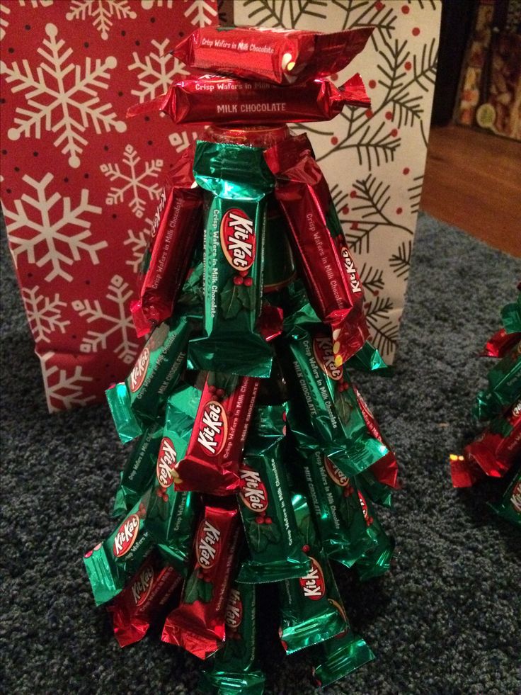 a christmas tree made out of candy bars