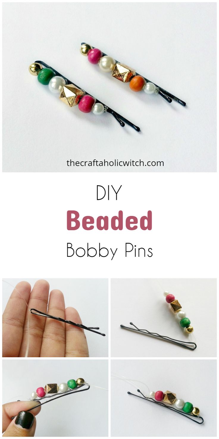 DIY Beaded Bobby Pins 5 Diy Beaded Bobby Pins, Beaded Hair Pins Diy, Bobby Pin Decorative Diy, Bobby Pin Crafts Diy, How To Make Hair Pins, Bobby Pin Designs, Beaded Bobby Pins, Crochet Bobby Pins, Diy Bobby Pins