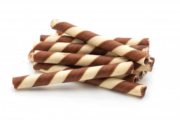 several brown and white striped candy sticks