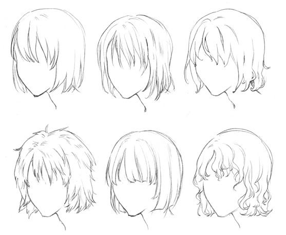 an image of various hairstyles drawn in pencil