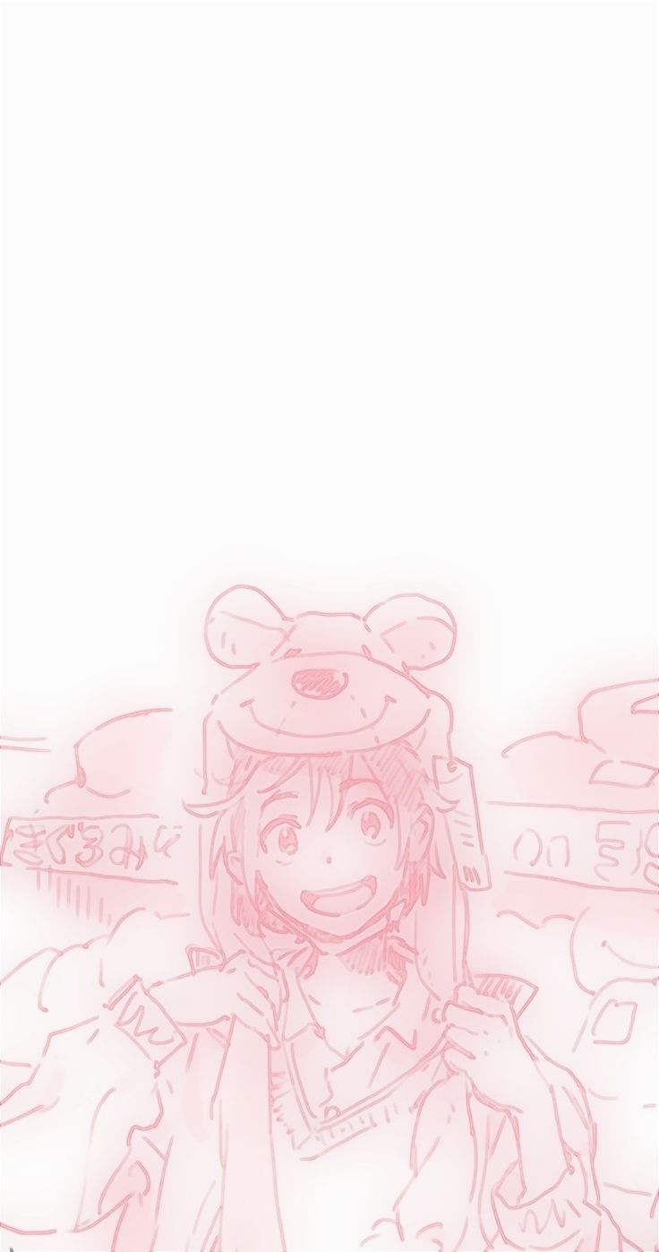 a drawing of a girl with a bear hat on her head and holding a bag