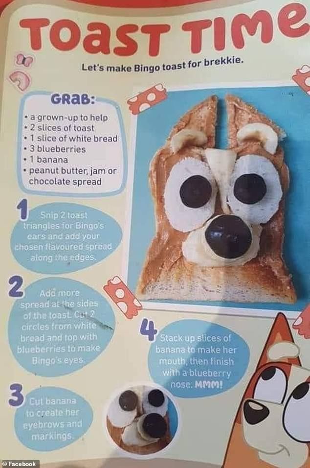 an advertisement for toast time with the instructions to make it look like a dog's face