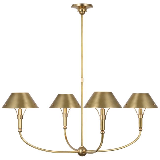 The Turlington Arched Chandelier strikes a refined silhouette with its graceful elongated arms and flared metal shades. Its sleek aesthetic elevates your foyer, living room, or dining room with modern flair. 
Note: Custom overall heights are available. For quotes, please contact our sales team. Thomas O'brien, Chandelier Style, Chandelier Design, Linear Chandelier, Chandelier Ceiling Lights, Lamps Ceiling, Led Chandelier, Modern Chandelier, Signature Collection