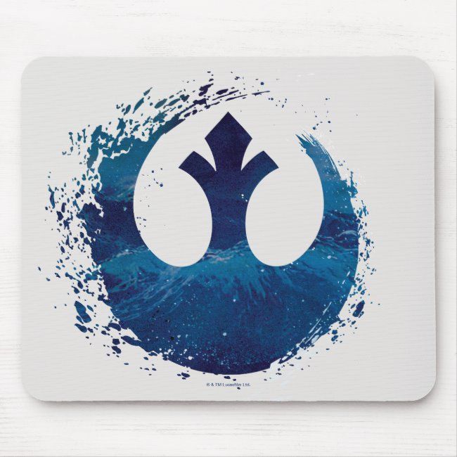 the symbol for star wars is painted in blue and white with splats on it