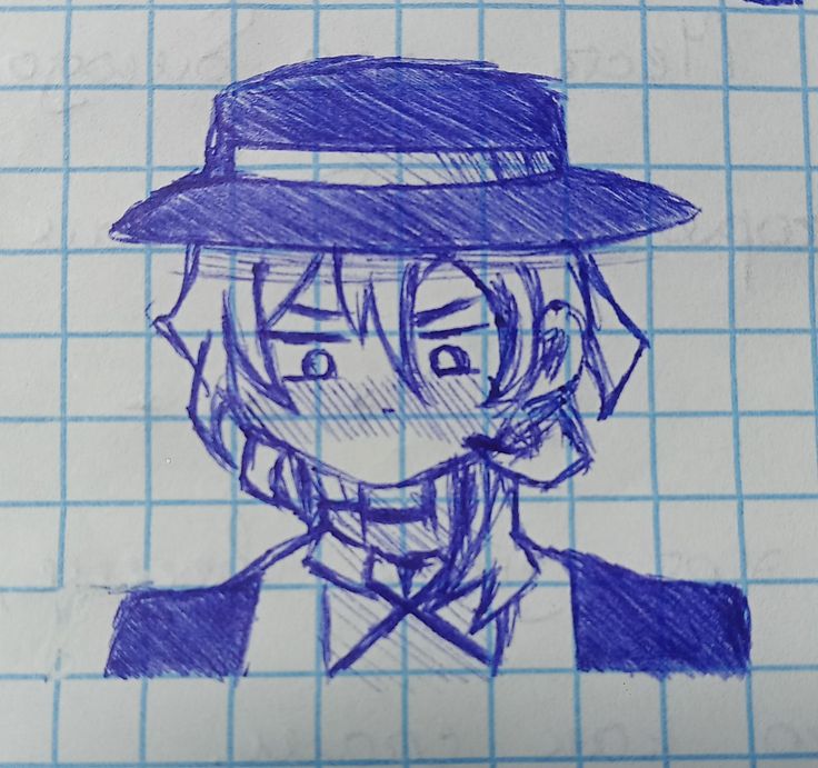 a drawing of a man wearing a hat