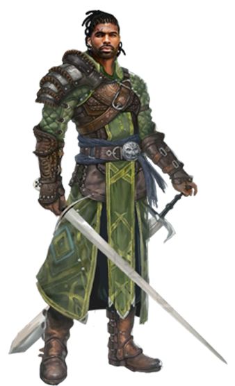 an image of a man in armor holding two swords and standing with one hand on his hip