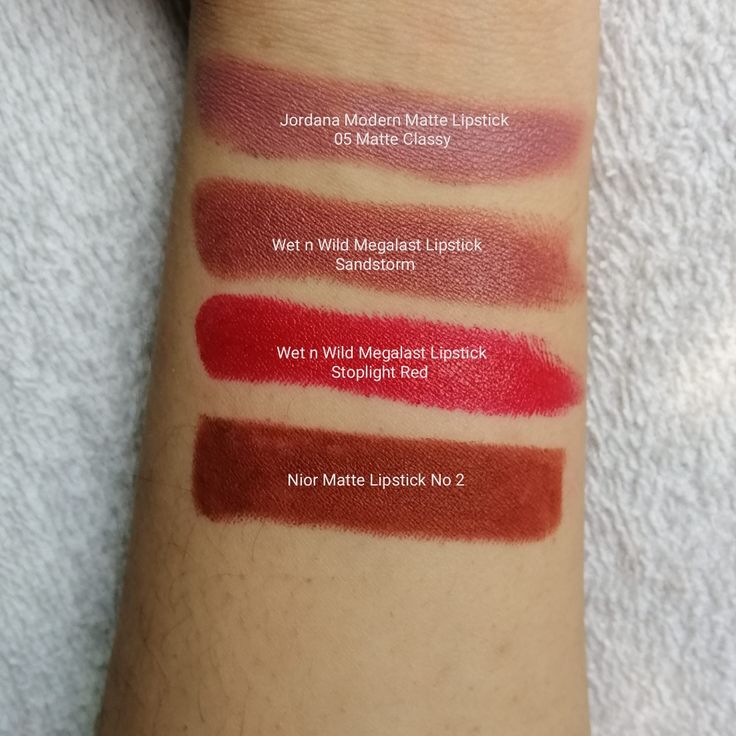 1.@jordanamakeup modern matte lipstick 05 Matte Classy 2.@wetnwildbeauty lipstick Sandstorm 3.@wetnwildbeauty lipstick Stoplight Red 4.@niorcosmetics matte lipstick No 2 Stop Light, Rainy Season, Matte Lipstick, Lipsticks, No. 2, Lips, Red, Beauty