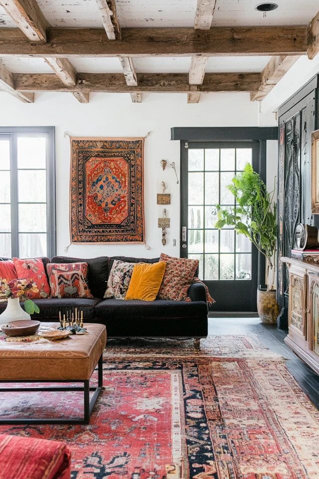 a living room filled with furniture and rugs