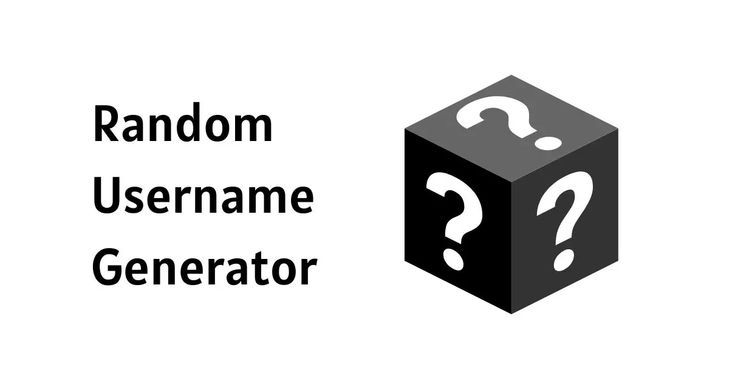 a black cube with question marks on it and the words random username generator below