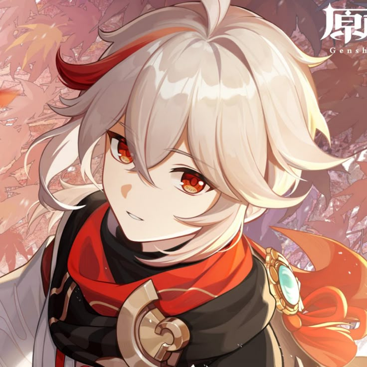 an anime character with white hair and red eyes